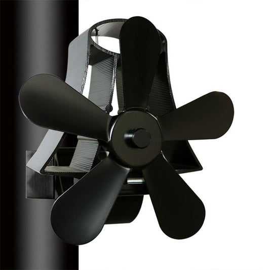 High Temp 5-blade Heat Powered Stove Fan for Fireplaces - Black