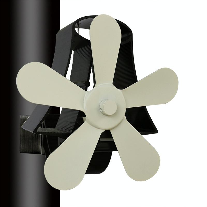 High Temp 5-blade Heat Powered Stove Fan for Fireplaces - Black