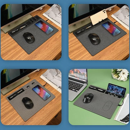 Jj 82401 Mouse Pad With Phone Charging & Holder - Black