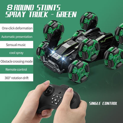 Stunt Drift Remote Control Car - Single Control Eight Wheels - Green