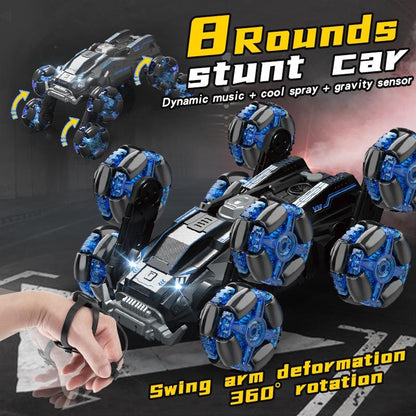 Stunt Drift Remote Control Car - Single Control Eight Wheels - Green