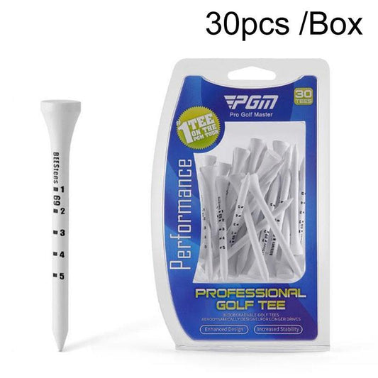 Adjustable Golf Tee Set - 30 Pieces Wooden Height Limit Spike Depth Marker - 69Mm