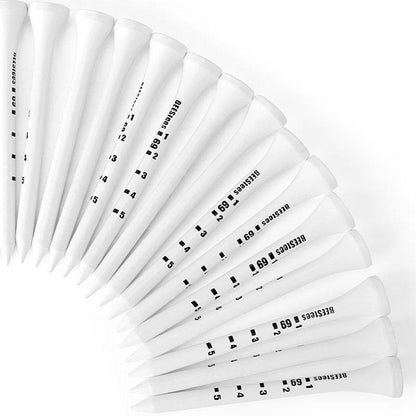 Adjustable Golf Tee Set - 30 Pieces Wooden Height Limit Spike Depth Marker - 69Mm
