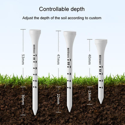 Adjustable Golf Tee Set - 30 Pieces Wooden Height Limit Spike Depth Marker - 69Mm