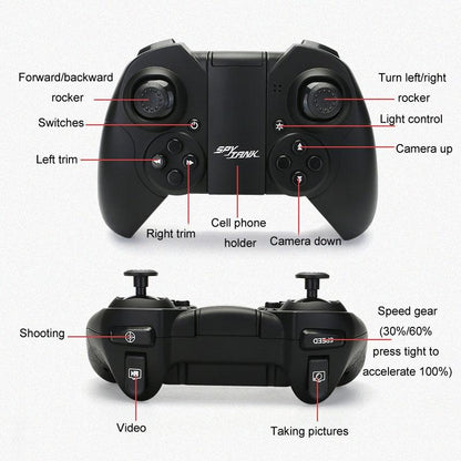 720p Hd Camera Rc Car with Real-time Surveillance and Remote Control - Tank Design - Blue