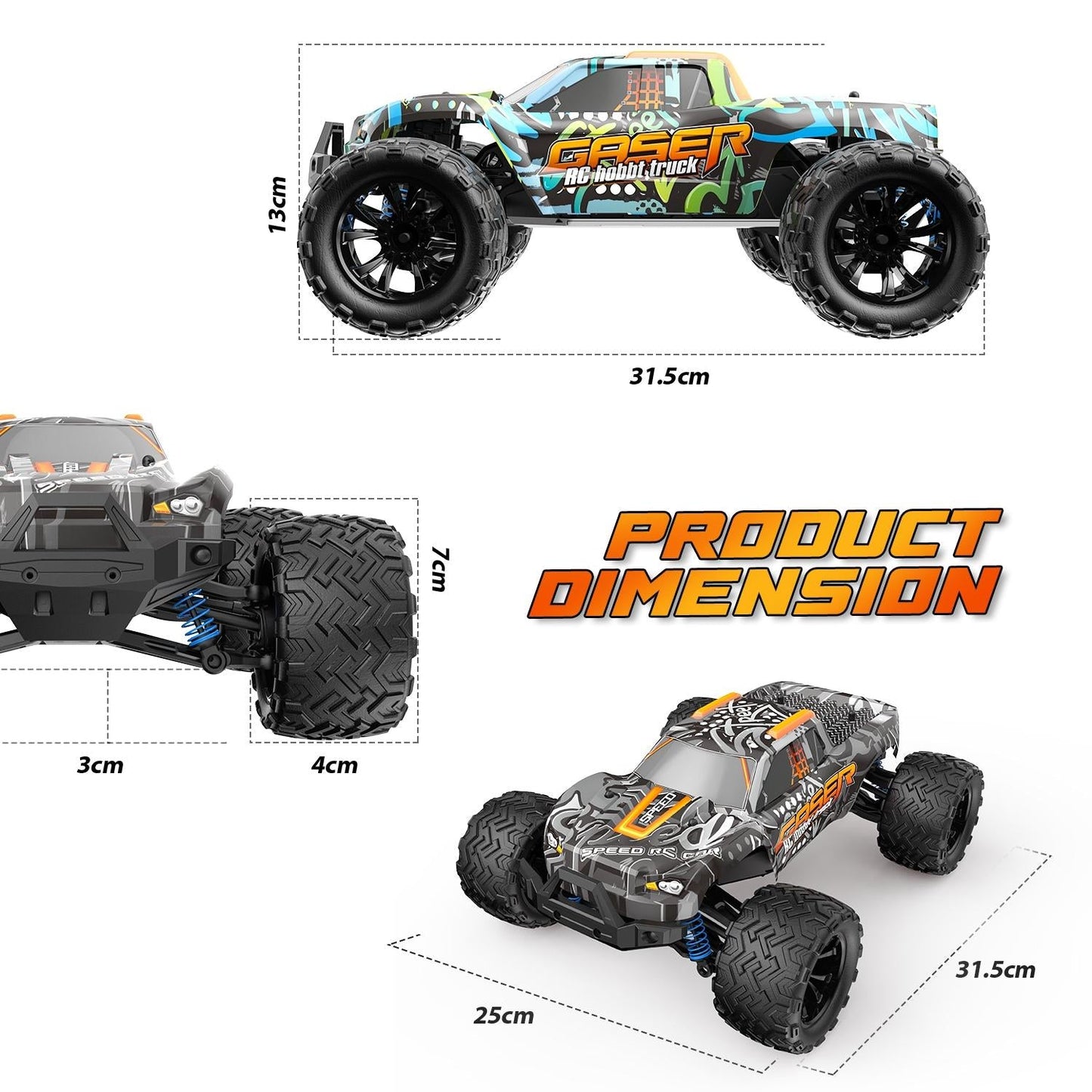 High Speed 4wd Rc Car - 1 14 Scale - Graffiti Blue