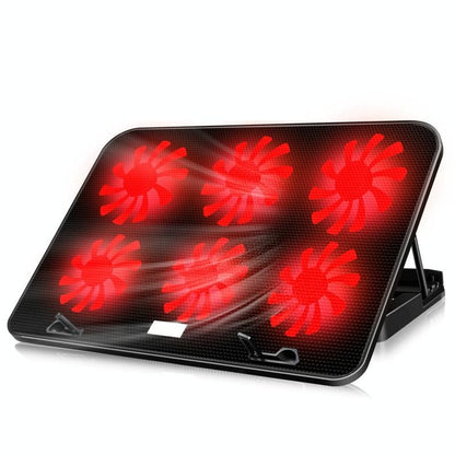 Silent Six-fan Cooling Holder for Notebook Computers - Dazzling Red