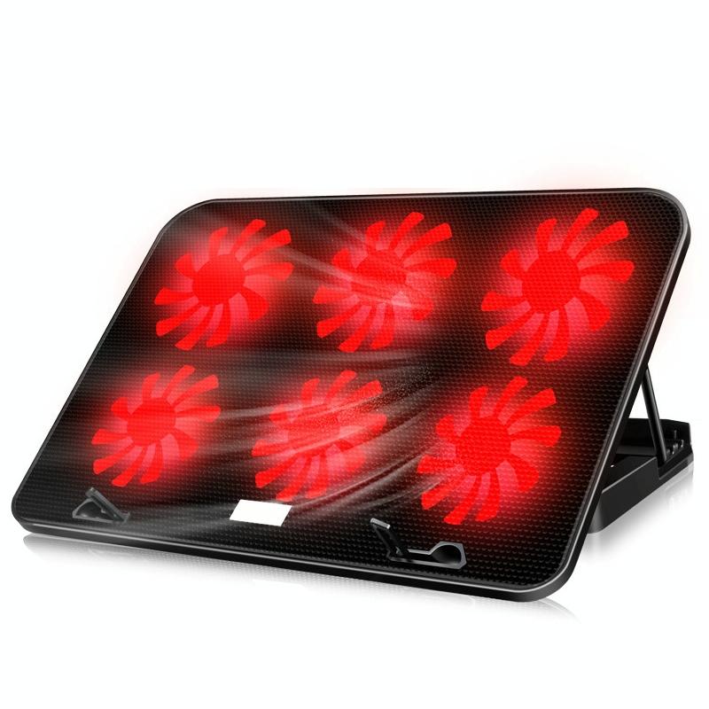Silent Six-fan Cooling Holder for Notebook Computers - Dazzling Red