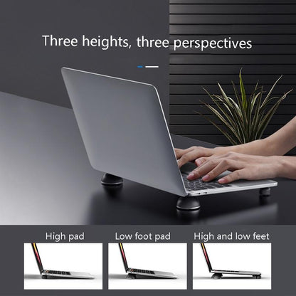 Portable Aluminum Bracket Foot Pad for Macbook - Suohuang - Black