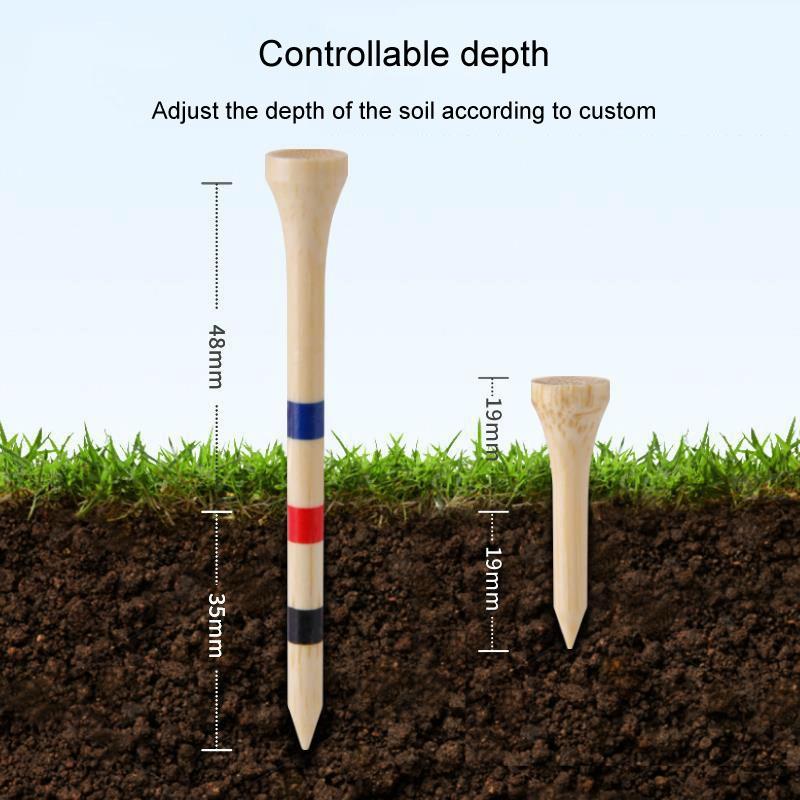 Adjustable Bamboo Golf Spikes - 30pcs / Box - Depth Marker Tee - 38Mm