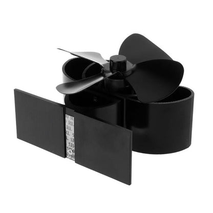 High Temperature 4-blade Heat Powered Stove Fan for Fireplaces - Black