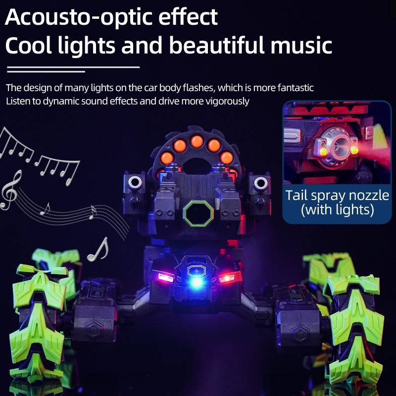 Remote Control Water Bomb Car - Four-wheel Battle Blooming Tire Spray - Green