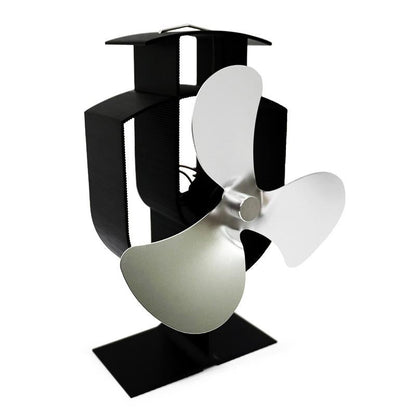 High-temp Metal Heat-powered Stove Fan - 3 Blades - Black
