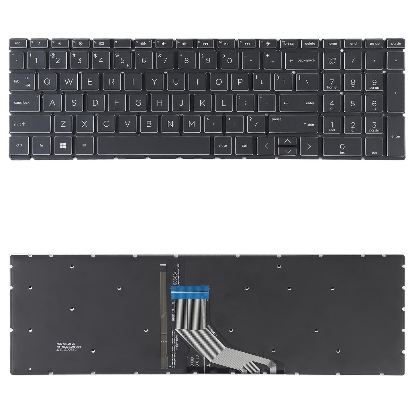 Backlit us Keyboard for Hp 15-da / Db Series - Black