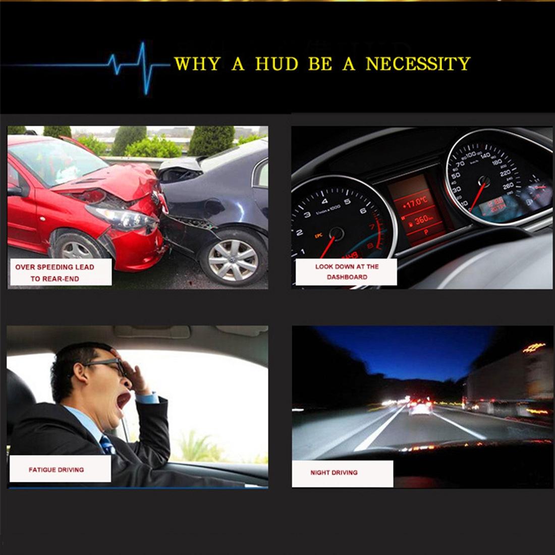 3.5 Inch Car Hud With Gps 2 Display Modes Light Sensors Speed & Compass Speed Alarm - Black