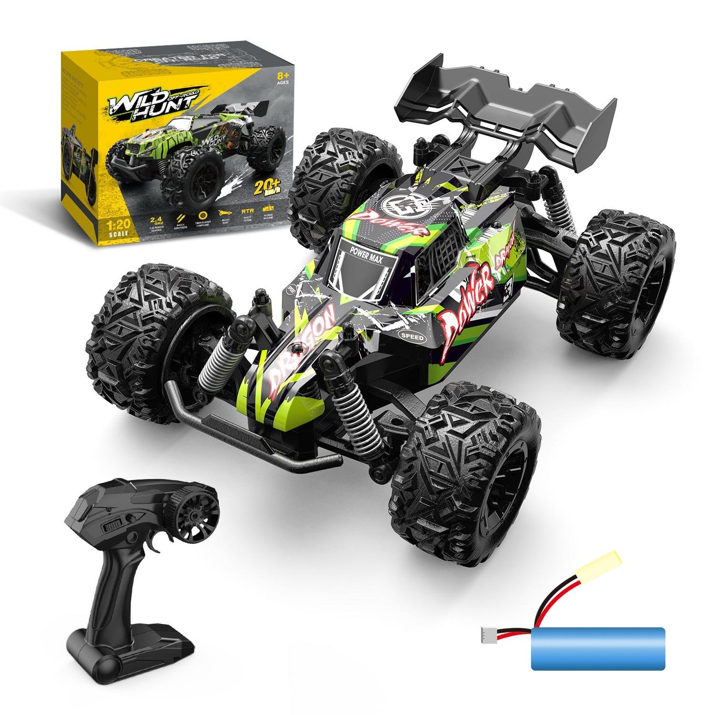 1 20 Full Scale 2.4g Rc Off-road Vehicle - Off-road Ready - Light Green