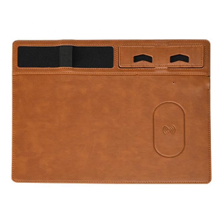 Jj 82401 Mouse Pad With Phone Charging & Holder - Brown