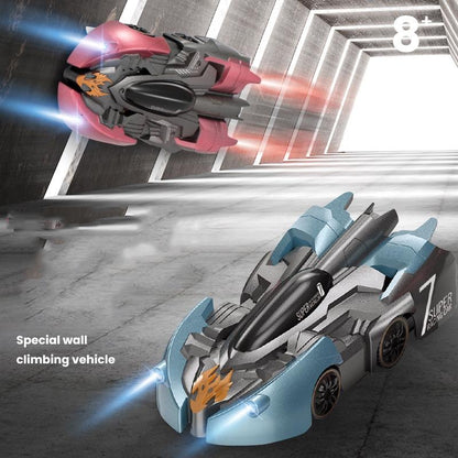 Electric Remote Control Wall Climbing Car for Kids - Mini Toy - Blue Lightning Handle Rc Edition