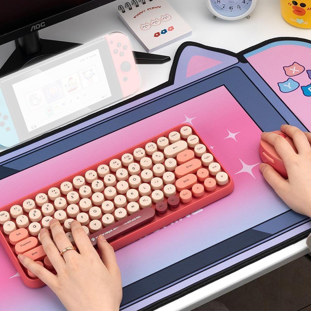 Adorable Cat Ear Desk Pad For Keyboard & Mouse - 4