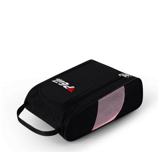 Convenient Breathable Golf Shoe Bag - Durable Nylon - Black Pink