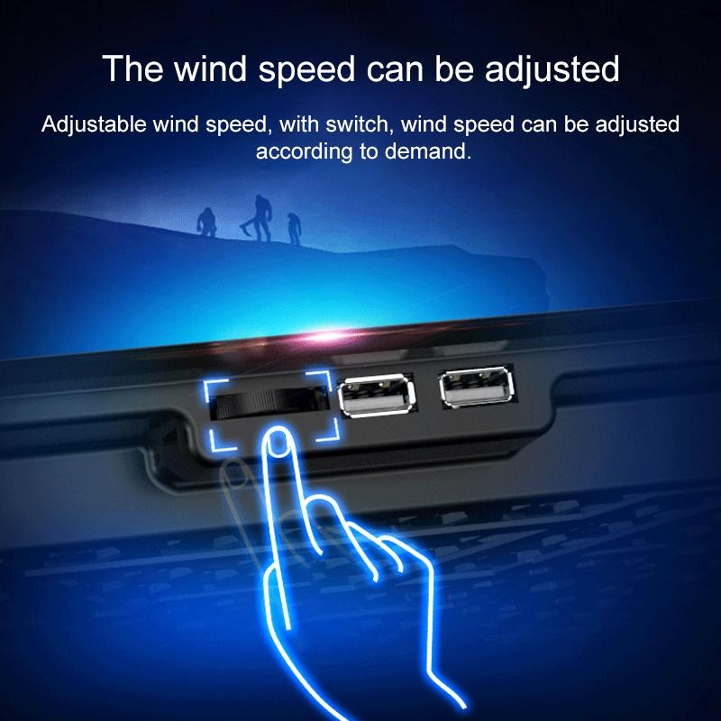 Silent Six-fan Cooling Holder for Notebook Computers - Black