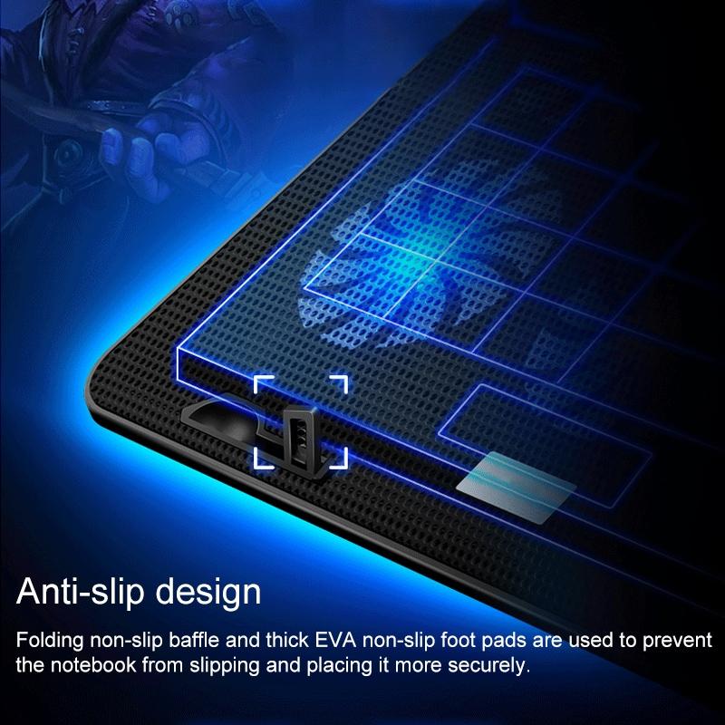 Silent Six-fan Cooling Holder for Notebook Computers - Black