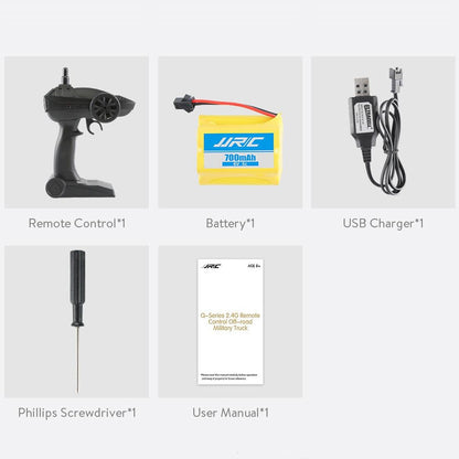 Mini 2.4ghz Rc 6wd Tracked Military Truck - Army Green