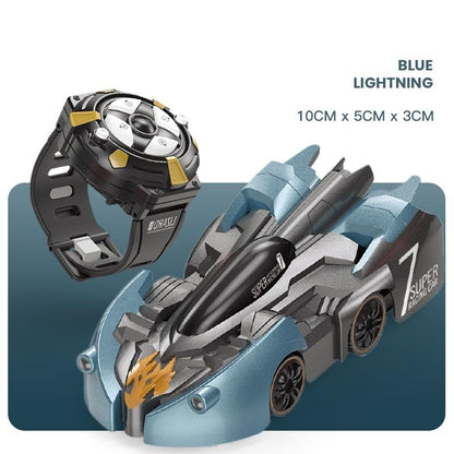 Electric Remote Control Wall Climbing Car for Kids - Mini Toy - Blue Lightning Watch Rc Edition