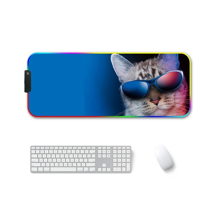 Rubber Thermal Transfer Rgb Luminous Non-Slip Mouse Pad - Red Fox
