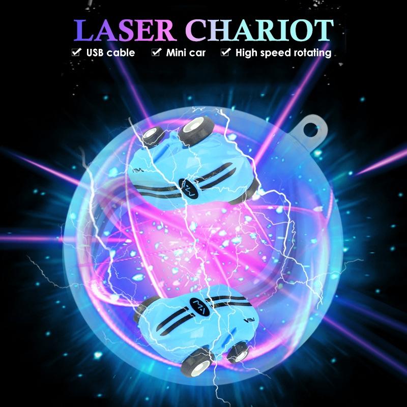 360 Degree Rotary Mini Laser Pocket Car Racing Toy - Blue