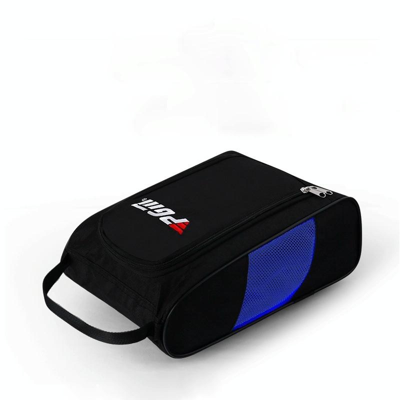 Convenient Breathable Golf Shoe Bag - Durable Nylon - Black Blue