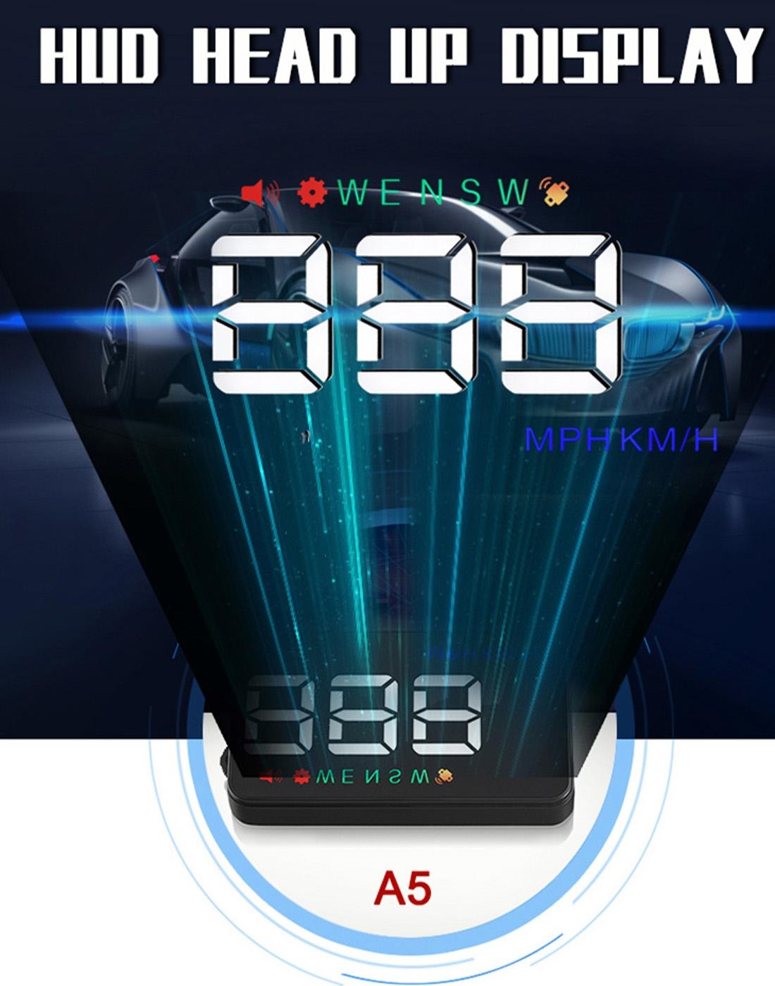 3.5 Inch Car Hud With Gps 2 Display Modes Light Sensors Speed & Compass Speed Alarm - Green Light