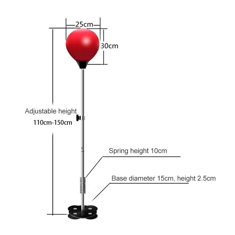 Adjustable Vertical Leather Speed Ball With Suction Cup And Gloves - Red