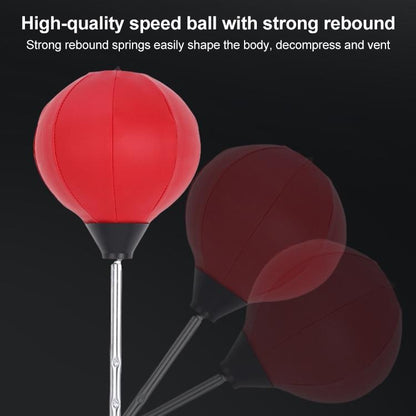 Adjustable Vertical Leather Speed Ball With Suction Cup And Gloves - Black Red