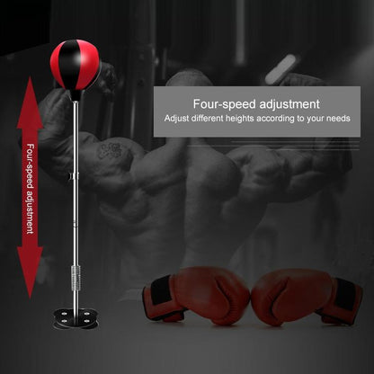 Adjustable Vertical Leather Speed Ball With Suction Cup And Gloves - Black Red