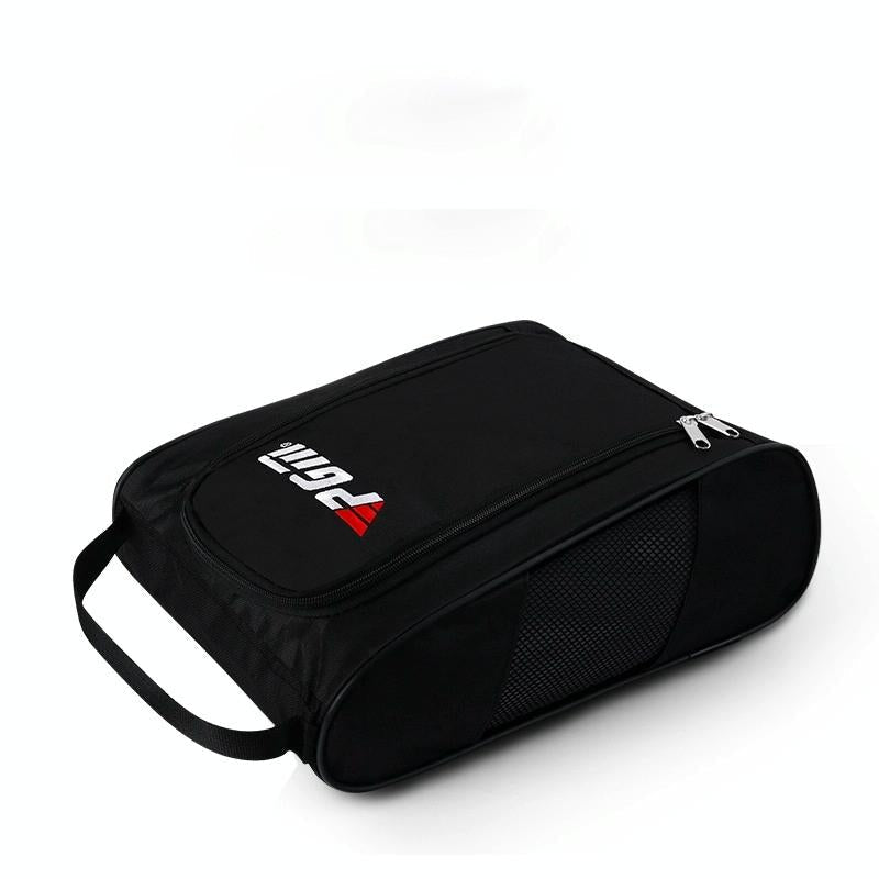 Convenient Breathable Golf Shoe Bag - Durable Nylon - Black Red