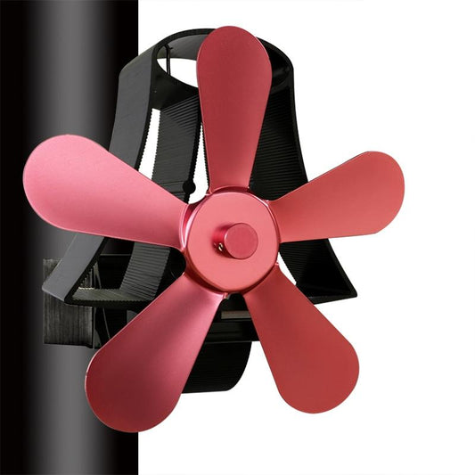 High Temp 5-blade Heat Powered Stove Fan for Fireplaces - Rose Red