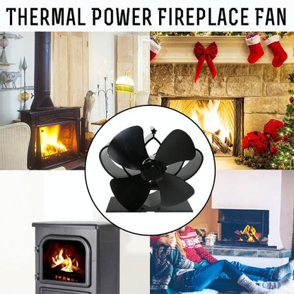 High Temperature 4-blade Heat Powered Stove Fan for Fireplaces - Silver