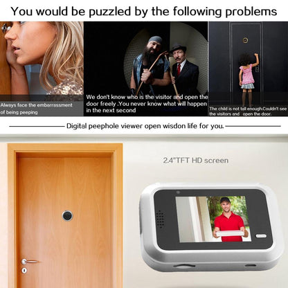 2.4 Screen 2.0Mp Security Camera With Tf Card Support - No Disturb Peephole Viewer