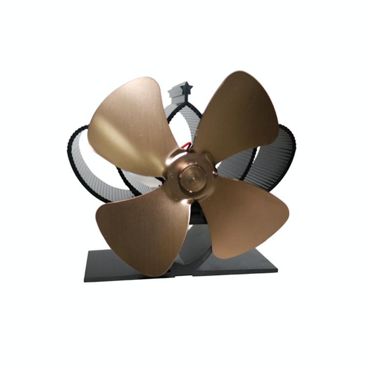 High Temperature 4-blade Heat Powered Stove Fan for Fireplaces - Bronze