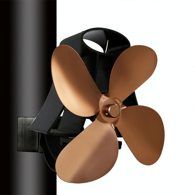 4-blade Heat Powered Fireplace Stove Fan - Aluminum - Bronze