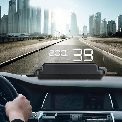 Virtual Hd Reflection Board Car Gps Hud Speed & Distance Display Over / Under Speed & Voltage Alarm Fatigue Driving - White