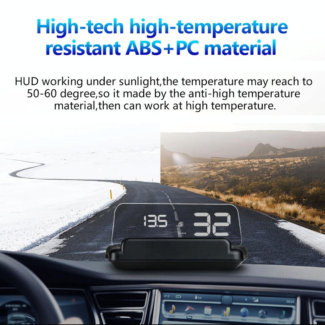 Virtual Hd Reflection Board Car Gps Hud Speed & Distance Display Over / Under Speed & Voltage Alarm Fatigue Driving - White