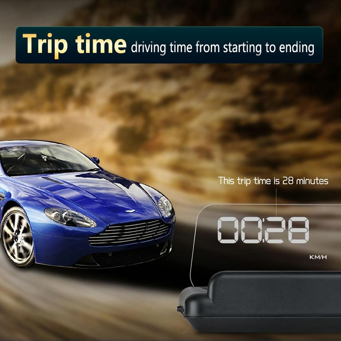 Virtual Hd Reflection Board Car Gps Hud Speed & Distance Display Over / Under Speed & Voltage Alarm Fatigue Driving - White