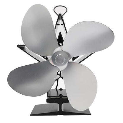 Efficient 4-blade Heat-powered Stove Fan - Aluminum - White