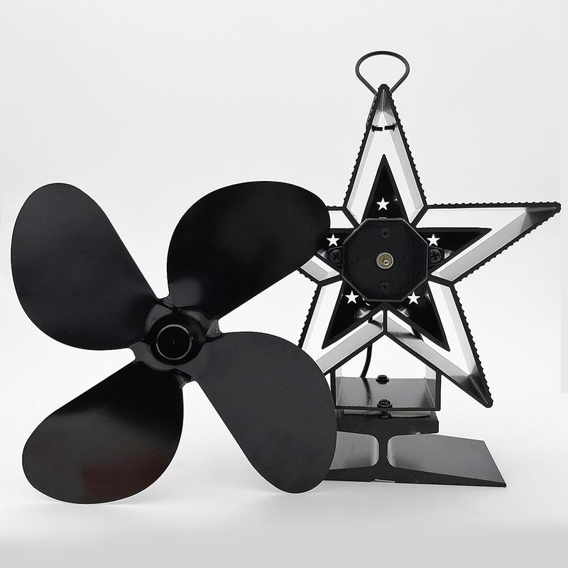Efficient 4-blade Heat-powered Stove Fan - Aluminum - White