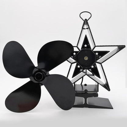 Efficient 4-blade Heat-powered Stove Fan - Aluminum - White