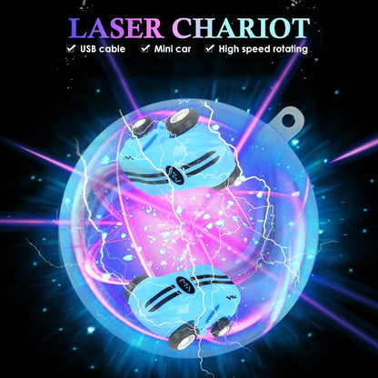 360 Degree Rotary Mini Laser Pocket Car Racing Toy - Yellow