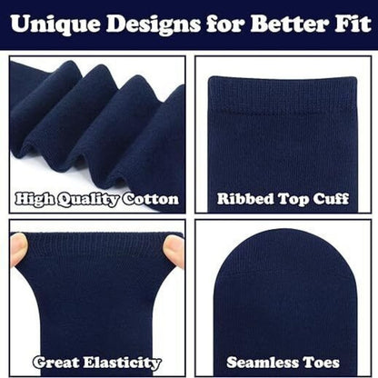 1x Pair School Uniform Knee High Socks Cotton Rich Girls Boys Kids - Navy - 9-12 (5-8 Years Old)