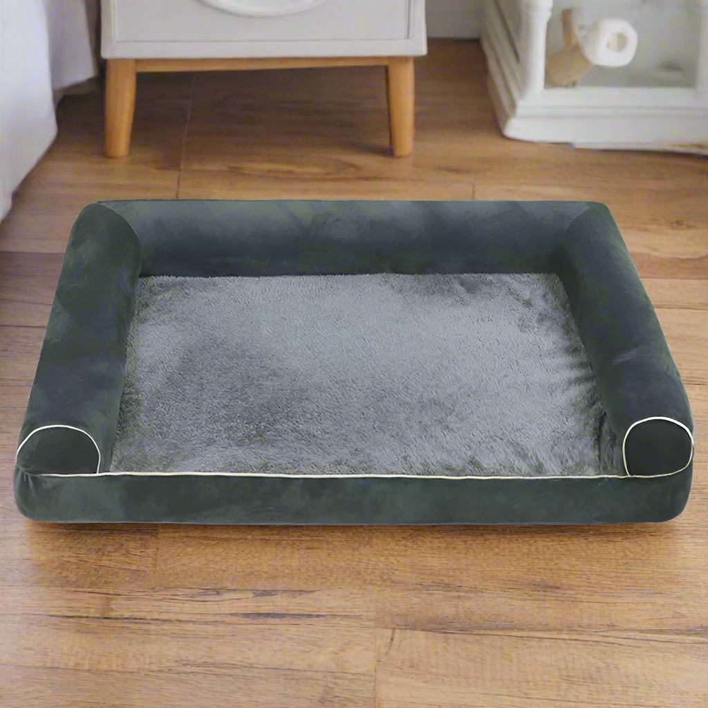 XXL Size PawfectFriend Orthopedic Dog Bed 3-Side Comfort Bolster Padded Calming Mattress Bed with Removable Cover